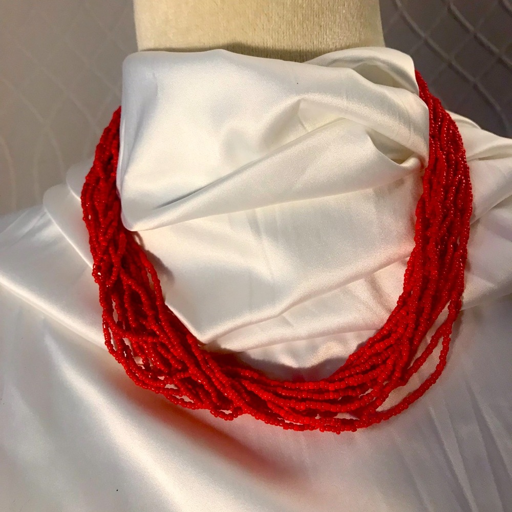 5 Strand Red Beads Choker